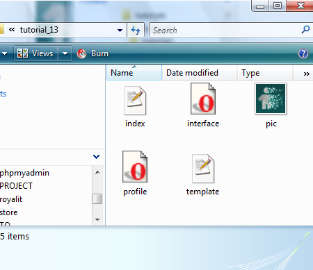 Screenshot of folders